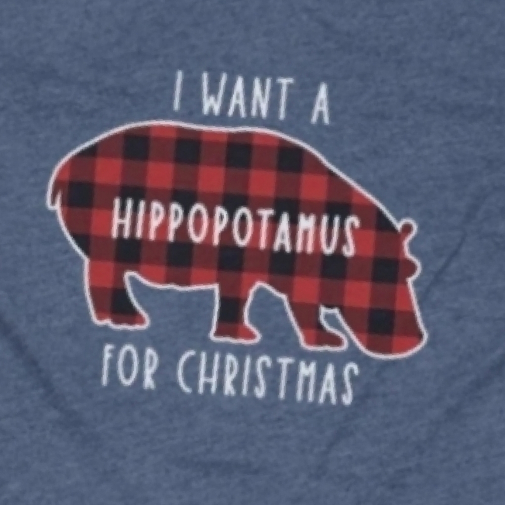 👕 The Home T Blue T-Shirt with Plaid Hippopotamus